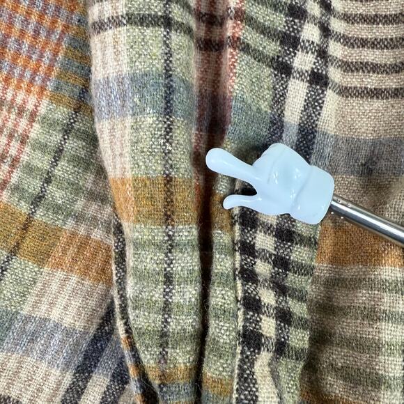 Vintage 70s 80s Plaid Wool Button Up Shirt Fairy Grunge Gorpcore Cottage M L - Picture 7 of 10